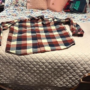 Carhartt Men's Casual Button Down Shirt - Red, Blue, Cream Plaid. Regular fit.